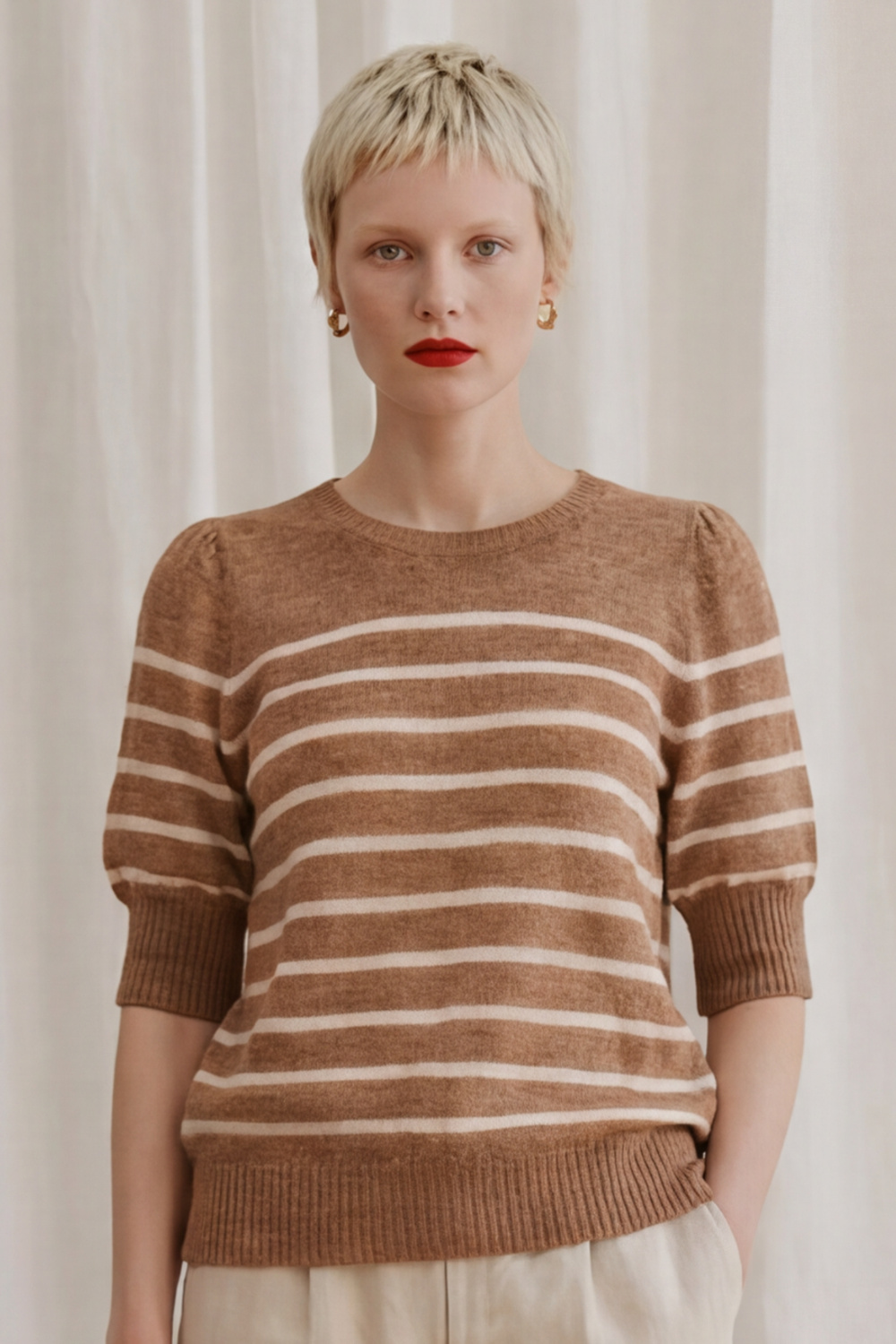 Verona stripe topp sand - Sand image #2