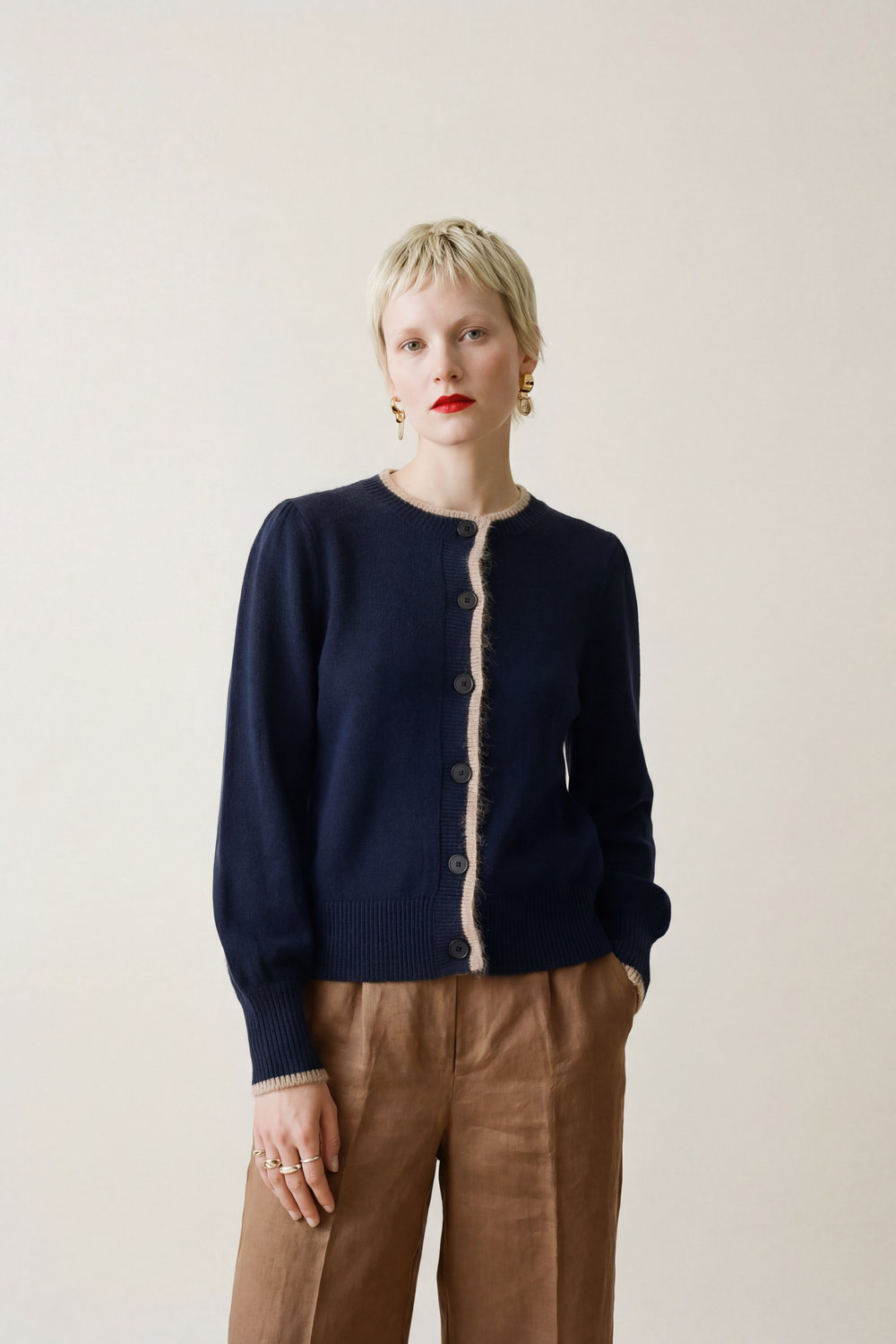 Malin cardigan midnatt - Midnatt image #1