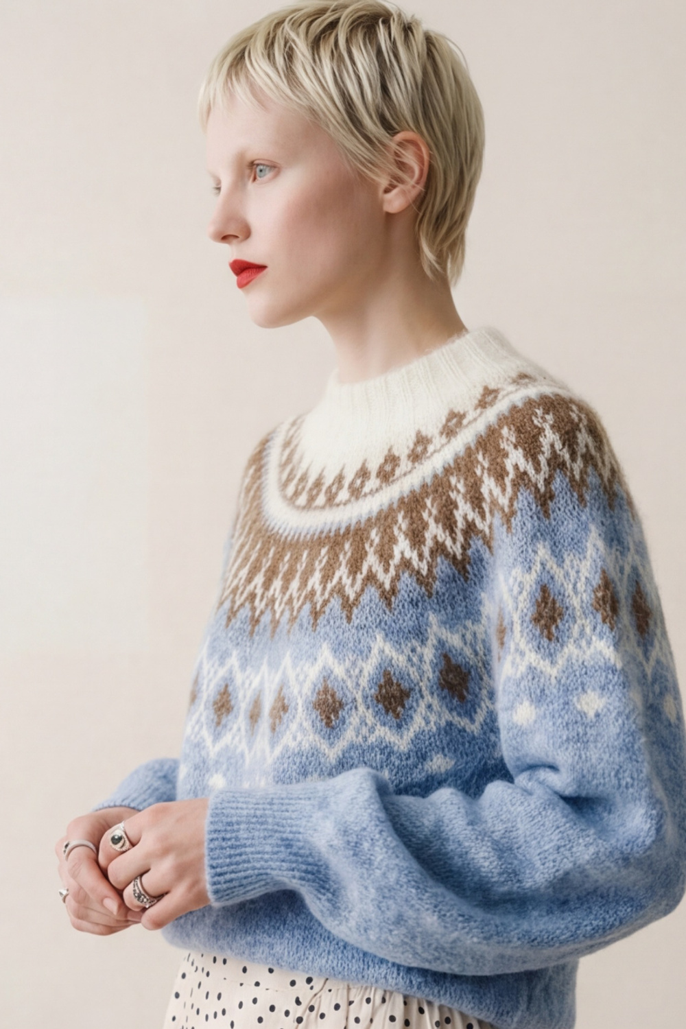 Bodil genser Himmelblå - Himmelblå image #2