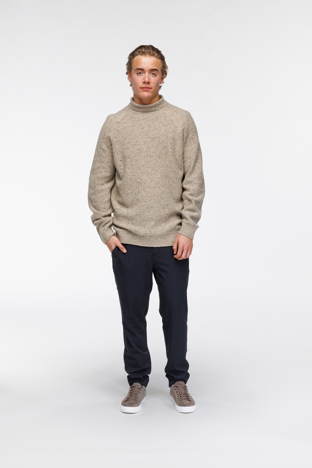 Thomas høyhalset W tweed genser Sand - Sand image #1