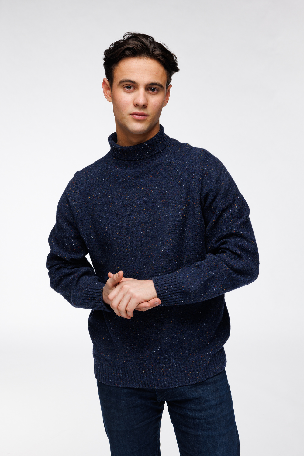 Thomas høyhalset W tweed genser Midnatt - Midnatt image #1