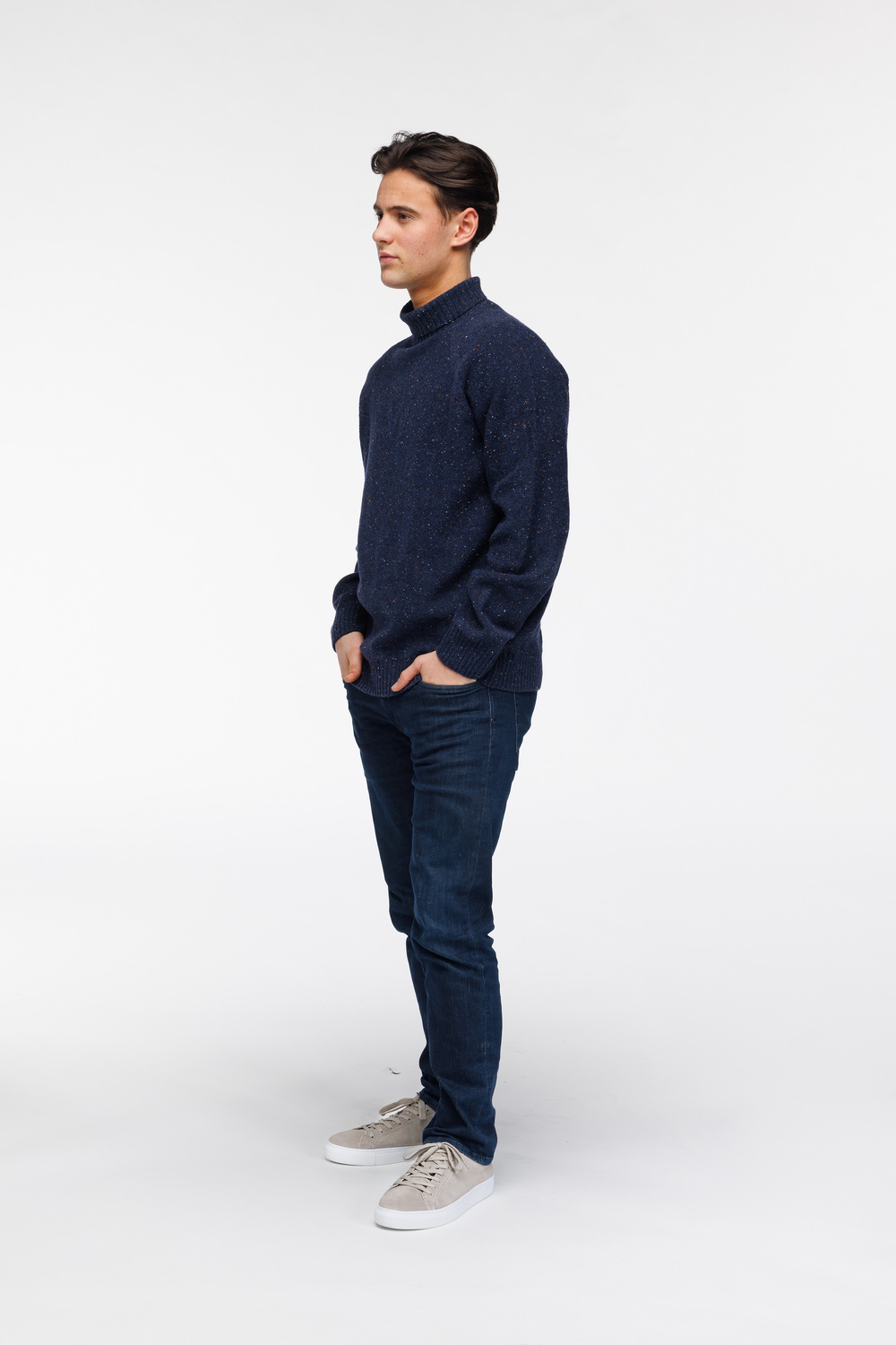 Thomas høyhalset W tweed genser Midnatt - Midnatt image #2