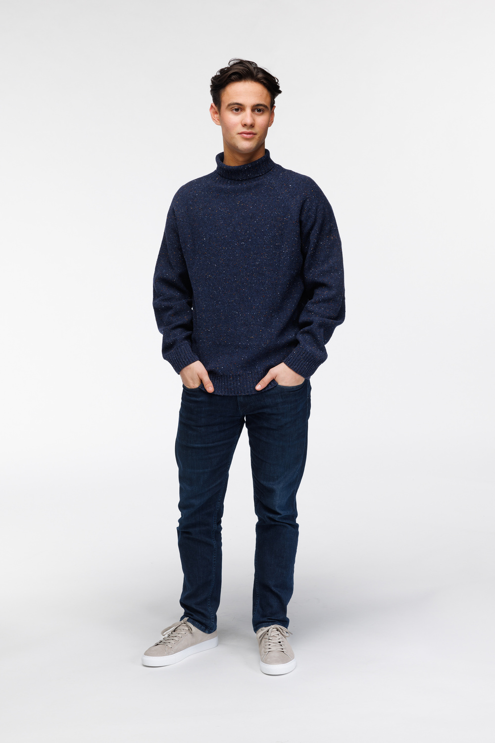 Thomas høyhalset W tweed genser Midnatt - Midnatt image #3