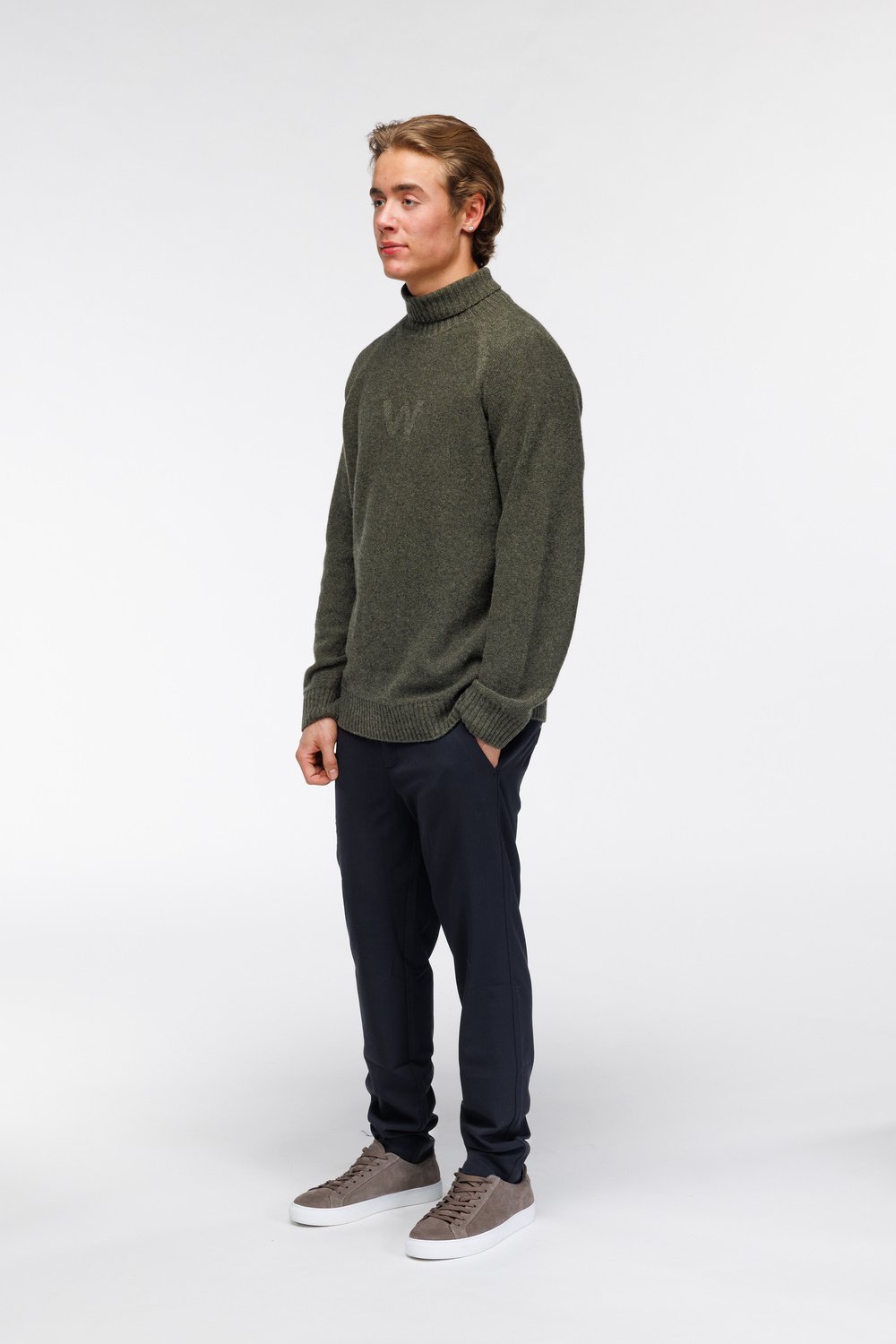 Thomas høy hals W kasjmir Mose grønn - Mose image #2