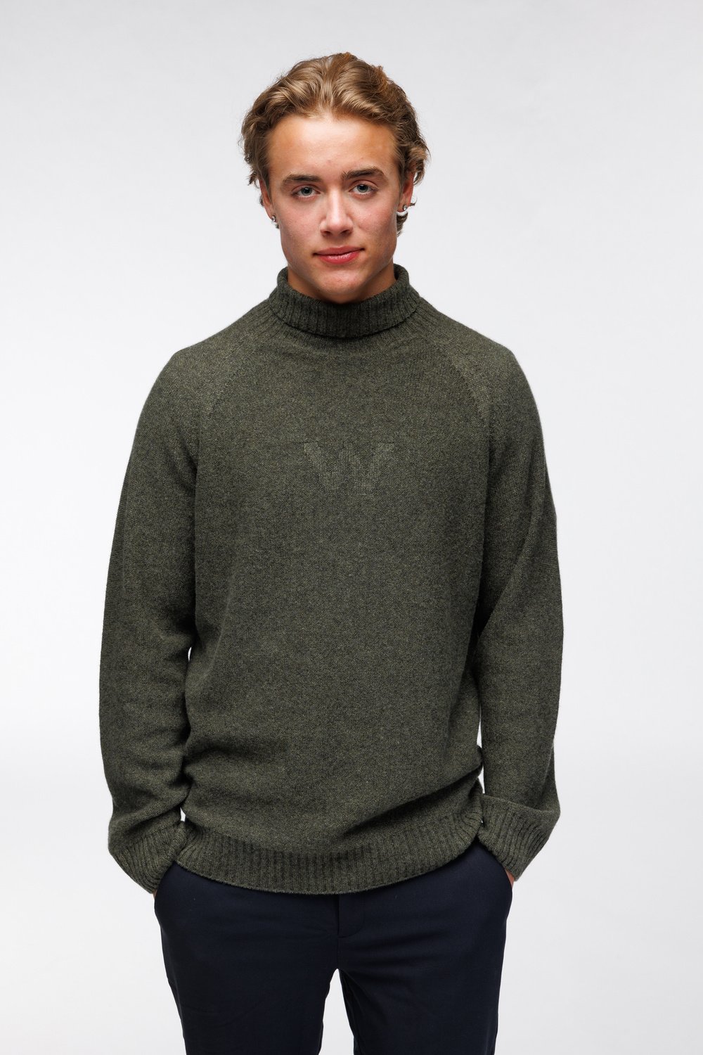 Thomas høy hals W kasjmir Mose grønn - Mose image #1