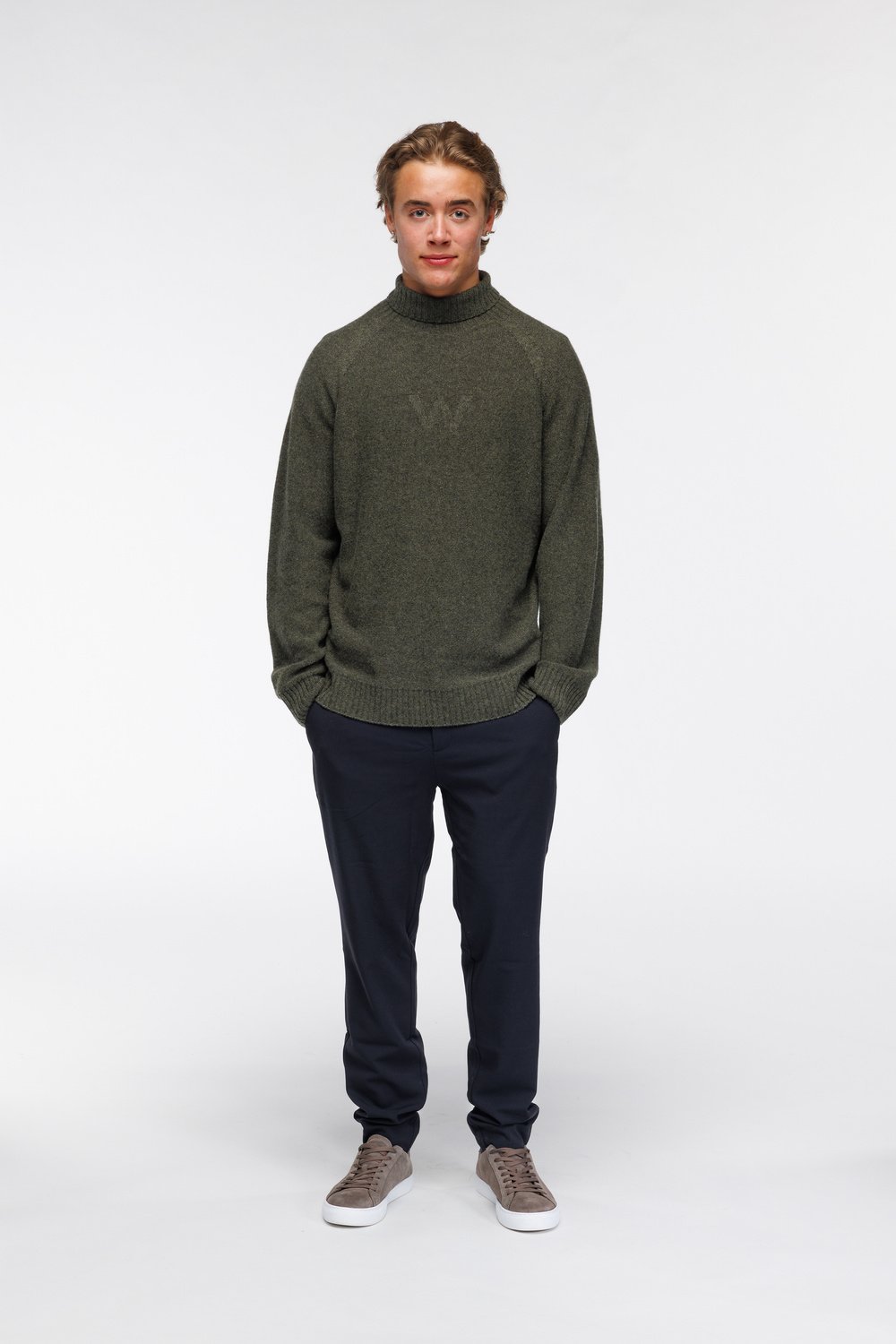 Thomas høy hals W kasjmir Mose grønn - Mose image #3